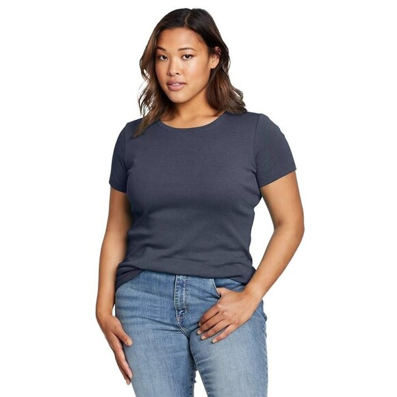 NWT - Eddie Bauer Blue Women's Infinity Slub Rib SS Tee Crew Neck 2XL‎ *Comfort* - Picture 1 of 12